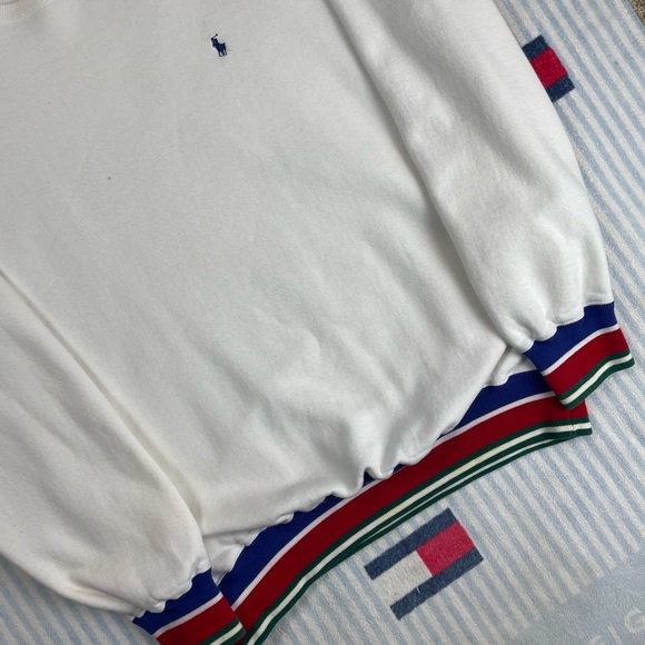 Vintage Polo By Ralph Lauren multi color cuff Crewneck Sweatshirt - Picture 5 of 15